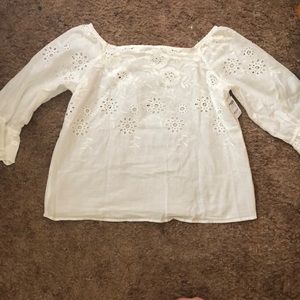 Off  he shoulder white shirt